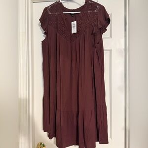 torrid Burgundy Lace Yoke Mini Dress